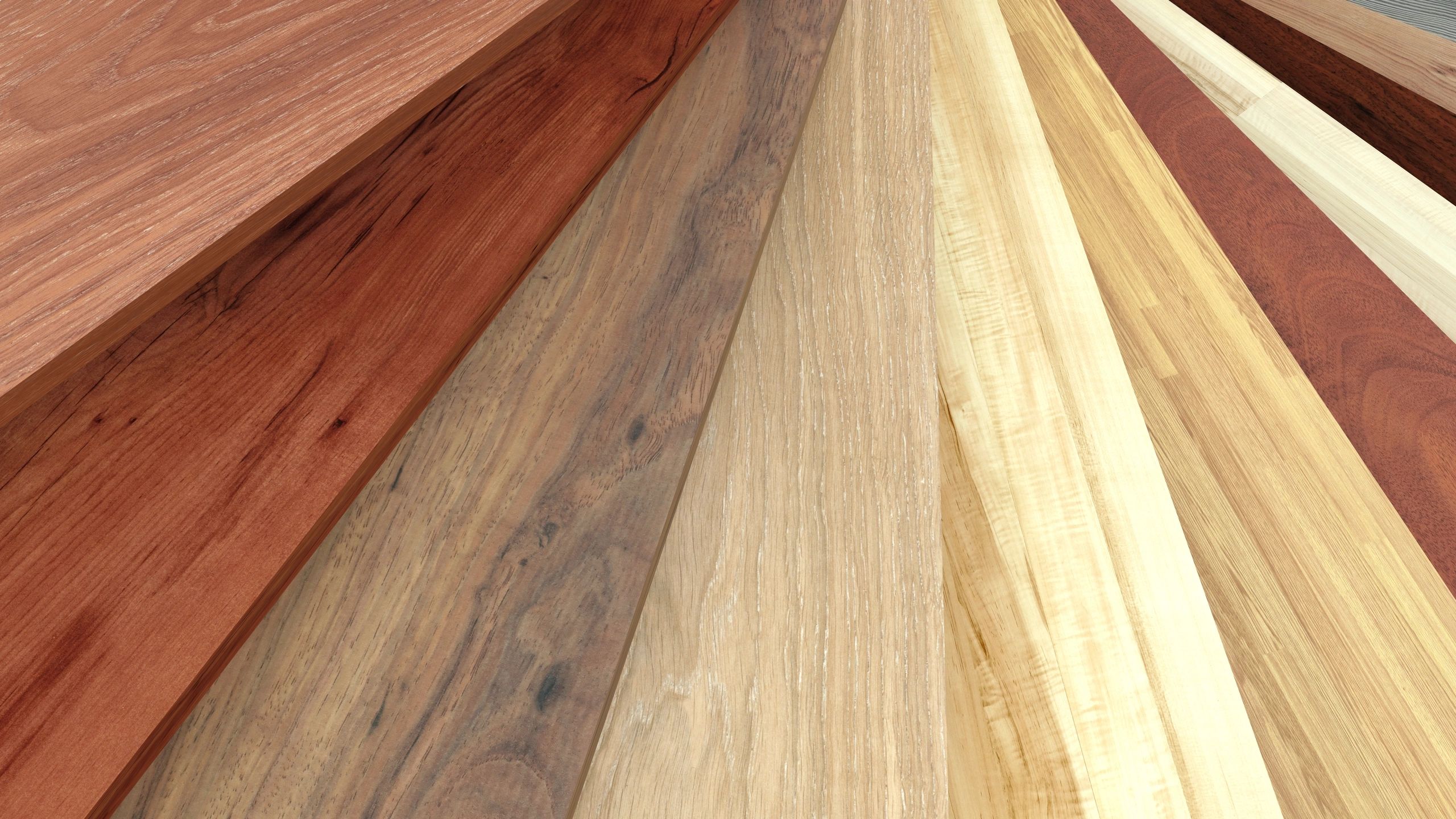 A close up of different types of wood