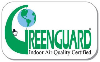 A green and white logo for greenguard indoor air quality certification.